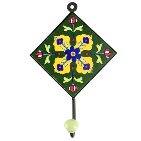 Yellow Floral Ceramic Tile Hook Online